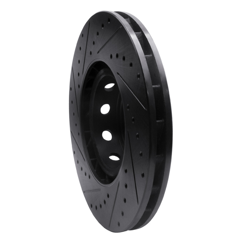 BMW M5 Brake Rotor (1) - Front - R1 Concepts - Drilled & Slotted - Black - `00-`03